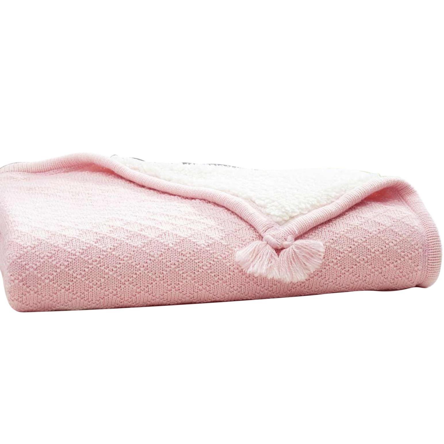 Pottery Barn Kids Luxe Knit Sherpa Stroller Blanket Light Pink